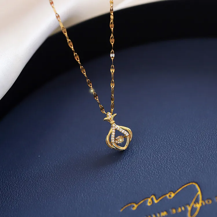 钛钢项链 【L4】灵动款香包吊坠项链网红时尚百搭锁骨链饰品配饰