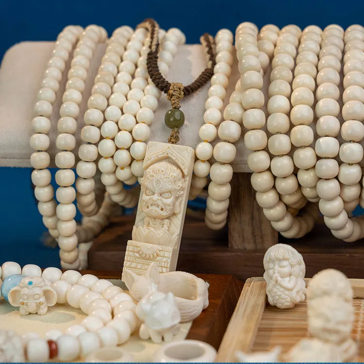 天然猛犸原色手工老型手串雕刻件正宗打孔备注