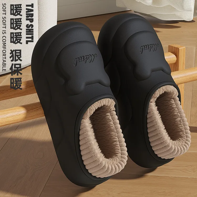 棉拖鞋男士冬季防水外穿2025新款室内家居保暖厚底棉鞋男包跟