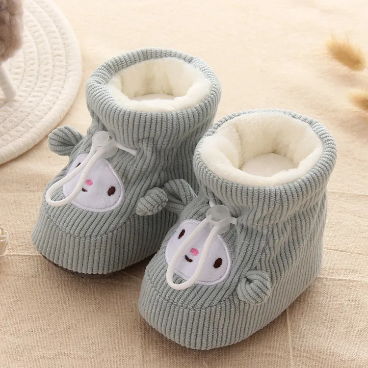 冬季婴儿鞋软底加绒棉鞋0-3-6-12个月新生儿男女宝宝加厚鞋套小猴
