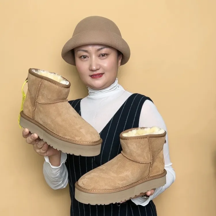 【厚底5854】河南桑坡羊皮毛一体雪地靴冬季保暖加厚雪地棉短筒L88