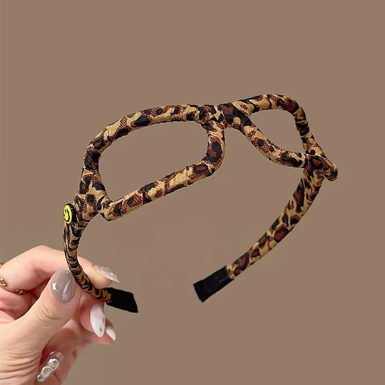 高端豹纹气质眼镜发箍女2024新款时尚发卡外出百搭高颅顶头箍头饰