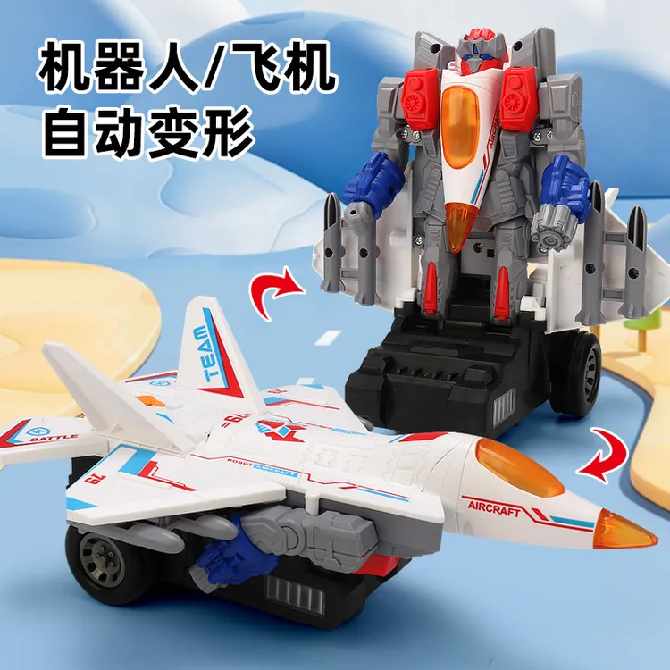 新款变形飞机金刚机器人灯光音乐万向儿童电动玩具车1-3-6小汽车