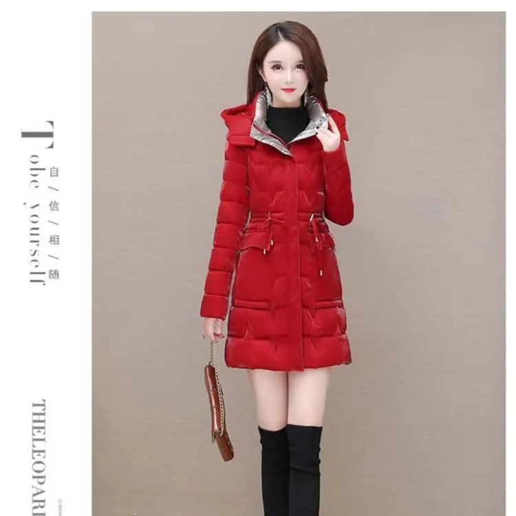 冬季新款（帽子可拆）#2355免洗时尚洋气百搭修身中长款气质棉服