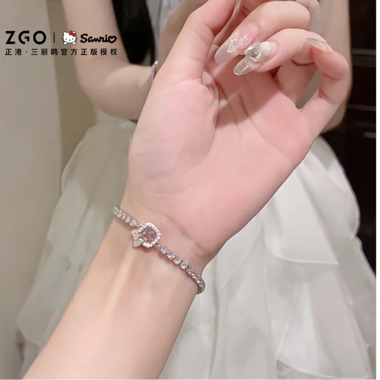 铜合金锆石手链 蝴蝶结轻奢小众圣诞礼物送女友三丽鸥HelloKitty