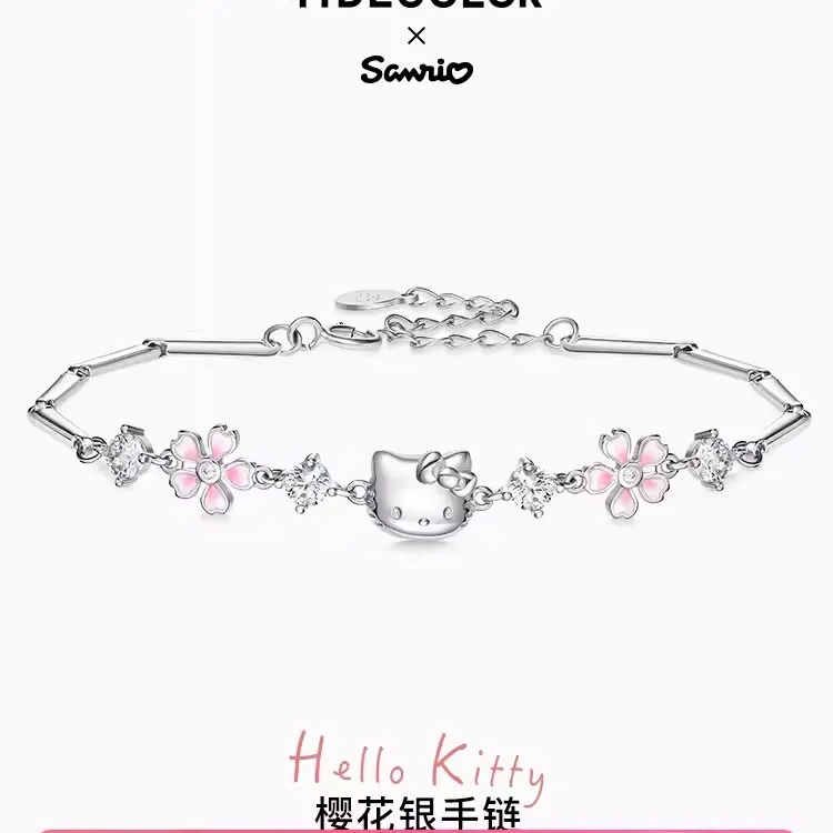 潮色绘 925银手链 纯银手链HelloKitty女款生日礼物ins女生手链