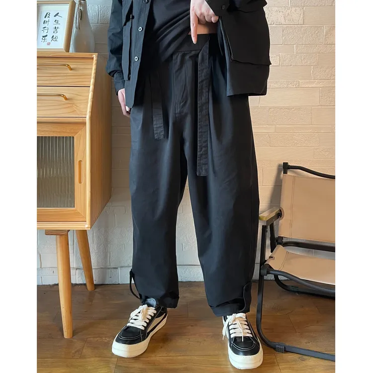 【cityboy】款百搭日系可调节卷边休闲直筒长裤裤子c12宽松中性风