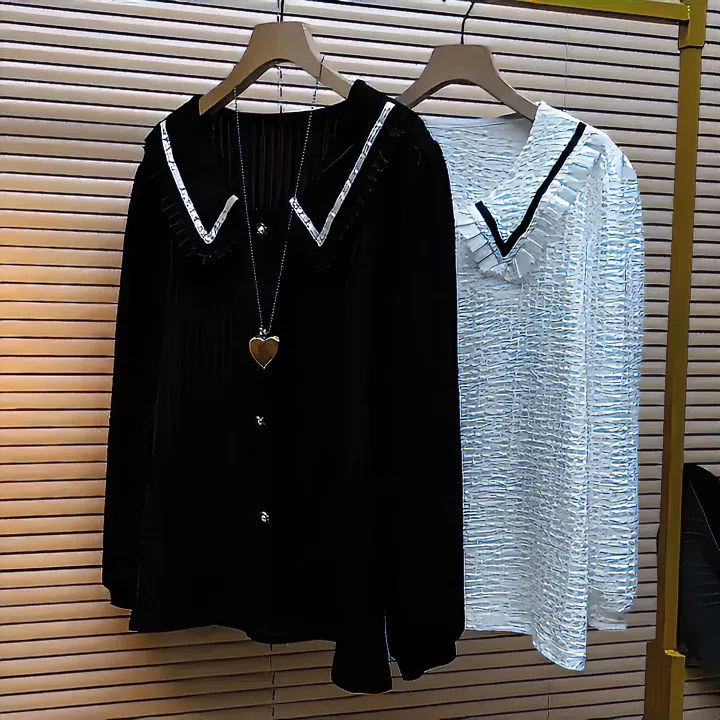 6925新款娃娃领打底衫长袖上衣秋冬季T恤显瘦洋气百搭衬衫