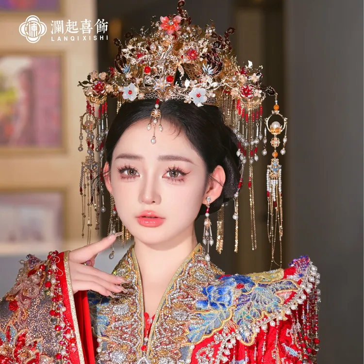 SE新娘饰品 秀禾新娘头饰汉服婚礼发饰额饰套装0831-1