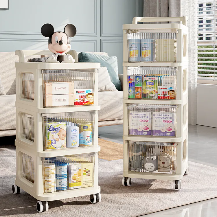 米多鱼家用零食推车透明抽屉式整理柜可移动玩具娃娃储物柜收纳柜