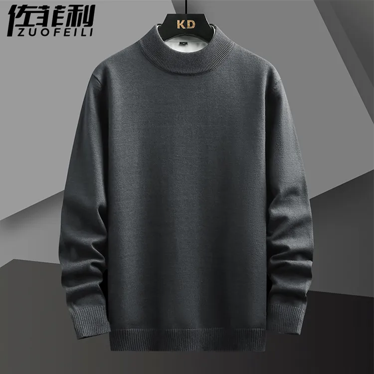 半高领软糯毛衣男潮牌冬季打底衫男针织衫加厚保暖高级灰内搭毛衫