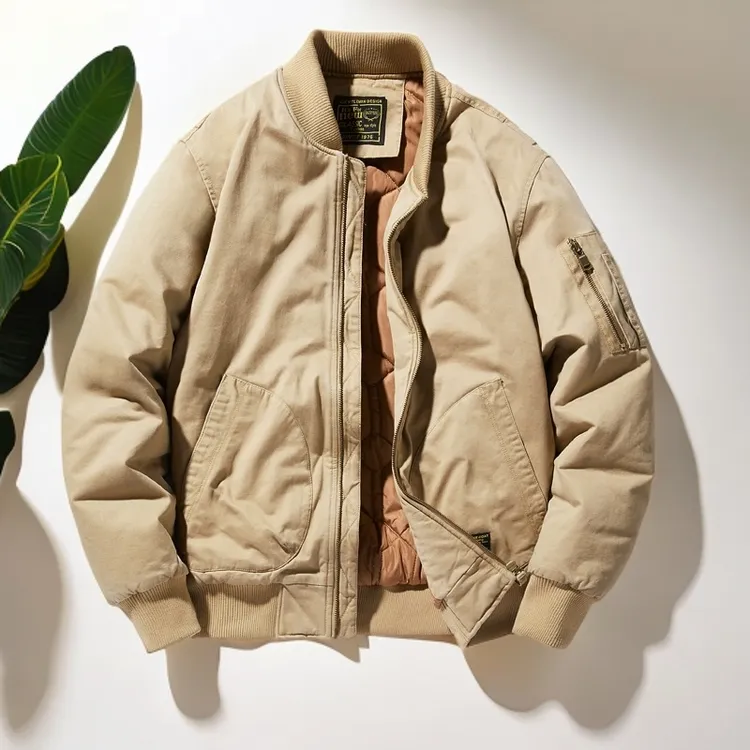 冬季新款飞行夹克棉服男士宽松大码加厚棉衣美式复古纯棉工装外套