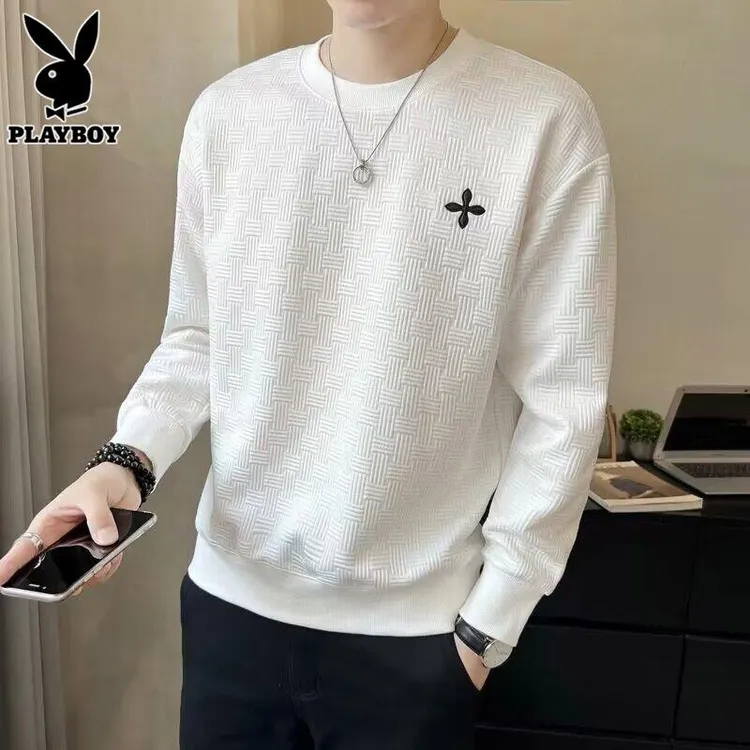 花花公子男士长袖t恤春秋款圆领打底衣服新款潮牌休闲套头卫衣男