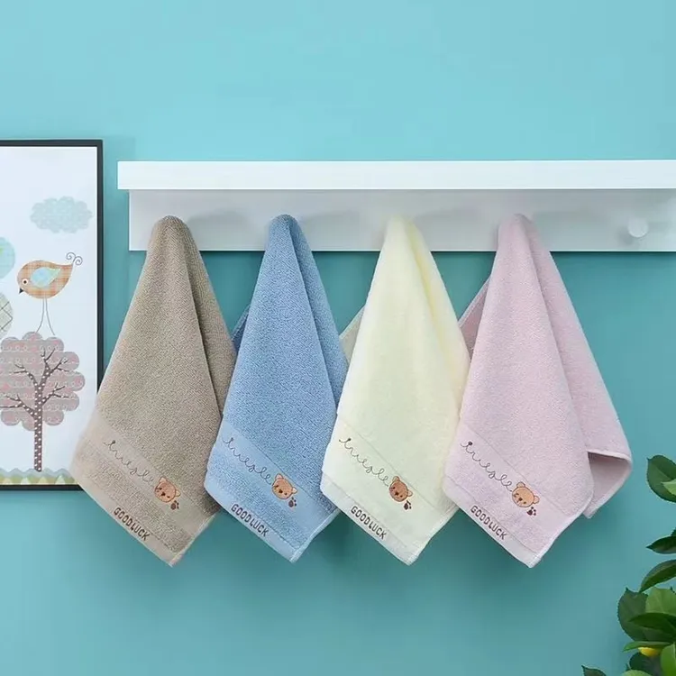 昰帛品牌【4条】轻奢纯棉不掉毛吸水毛巾儿童成年小面巾4粉蓝咖白色