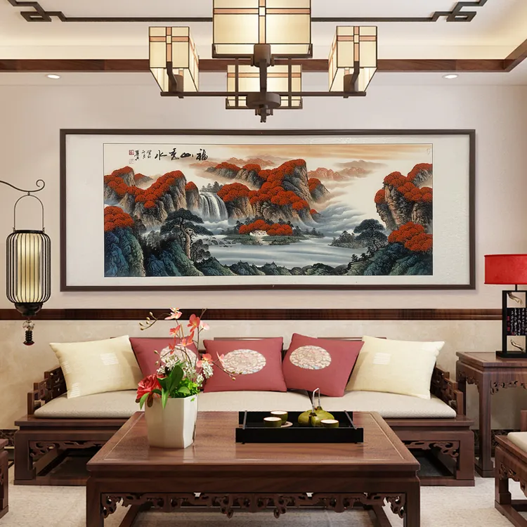 双11 孙献良国画作品 福山秀水图 纯手绘 红