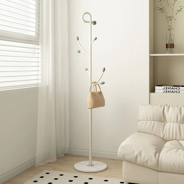 简易挂衣架奶油风衣架卧室落地衣服架子家用入户立式单杆式晾衣架