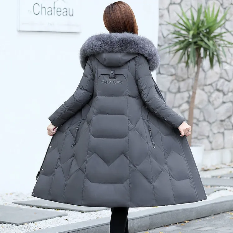 冬季2025新款网红加厚棉服女过膝长款韩版大码显瘦棉衣女棉袄外套