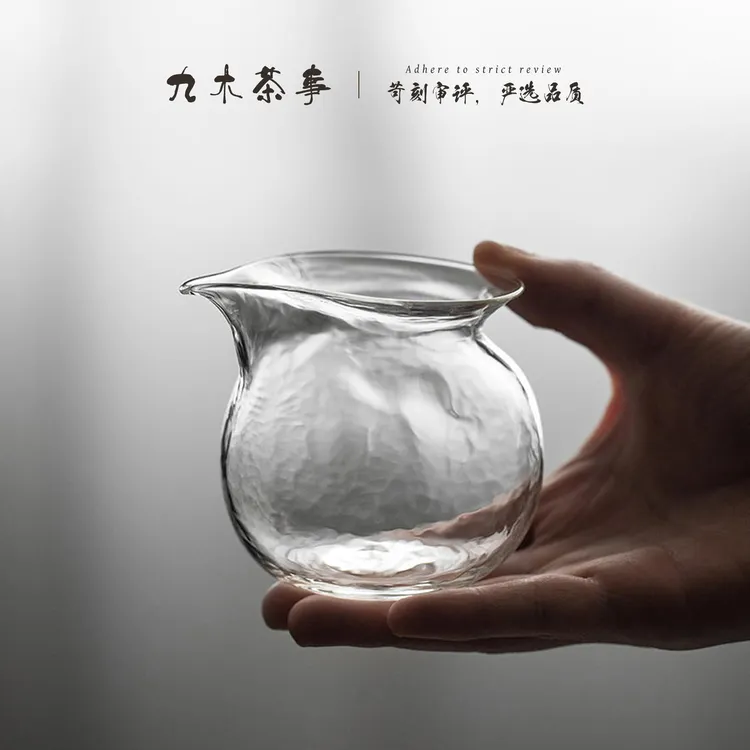 九木丨日式钱袋公道杯 高硼硅玻璃加厚耐热分茶器 仿琉璃高档茶海