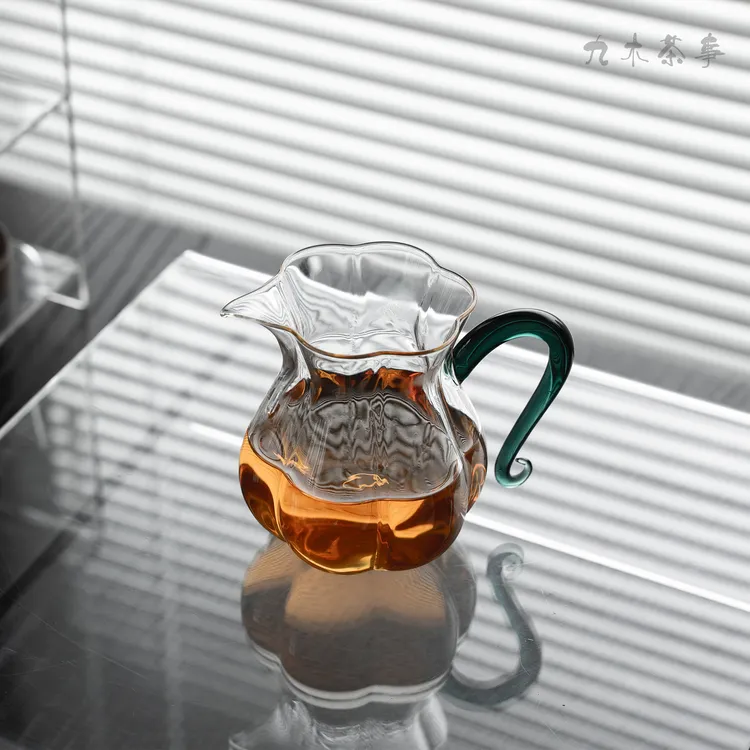 九木丨洛神花公道杯 高硼硅耐高温玻璃手工加厚带侧把分茶器茶海