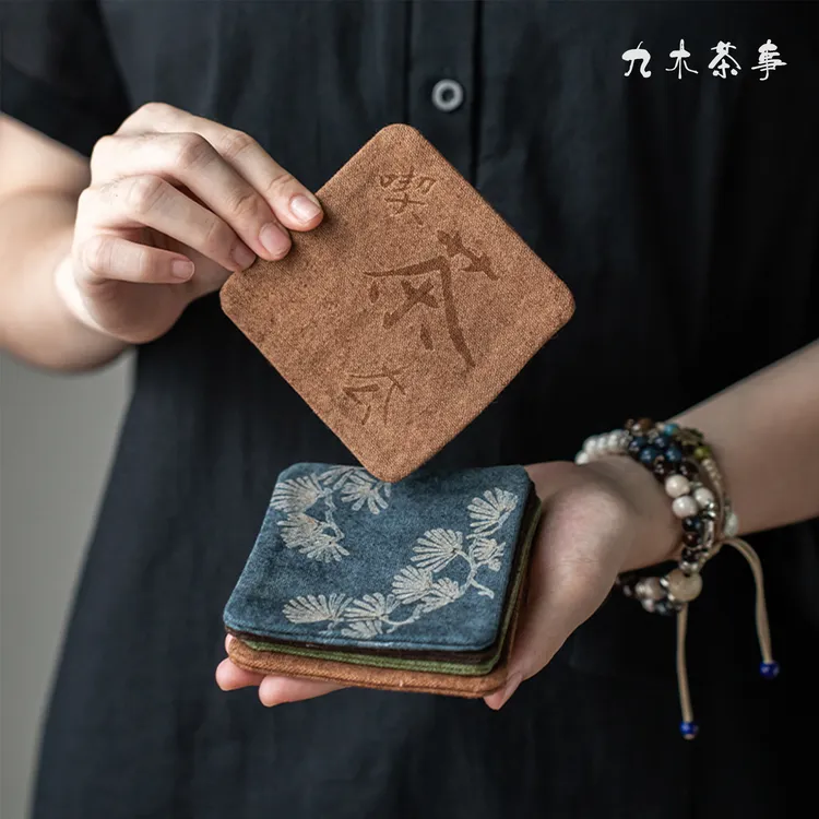 九木丨古风禅意干泡茶杯垫手工扎染布艺杯垫防烫隔热垫茶桌茶席垫