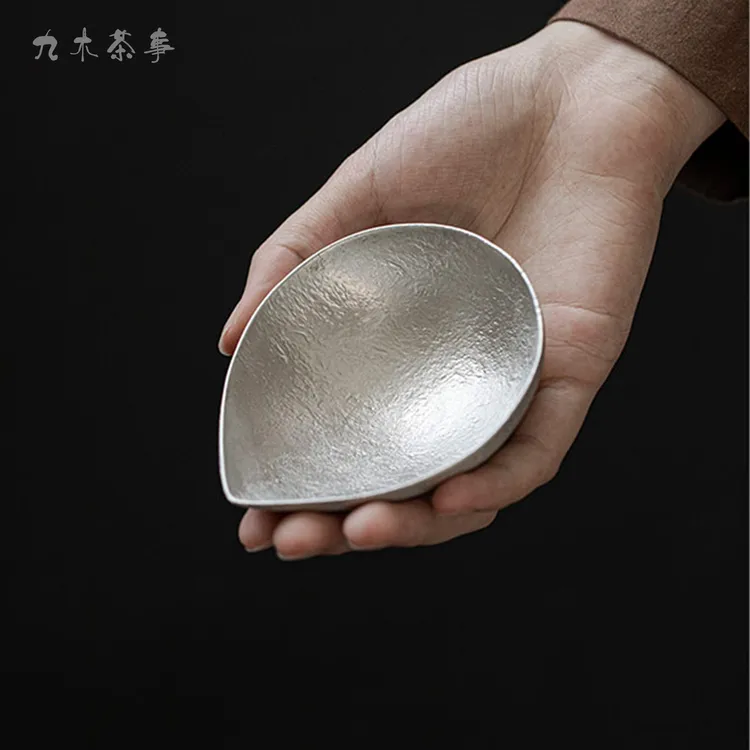 九木丨蛋型手工纯锡茶则复古家用赏茶荷醒茶器取茶投茶器茶拨茶勺