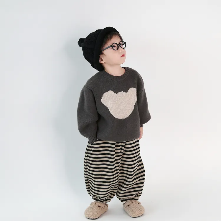 米奇~男女宝宝针织毛衣2025秋季新款韩版宽松套头毛线中小童上装