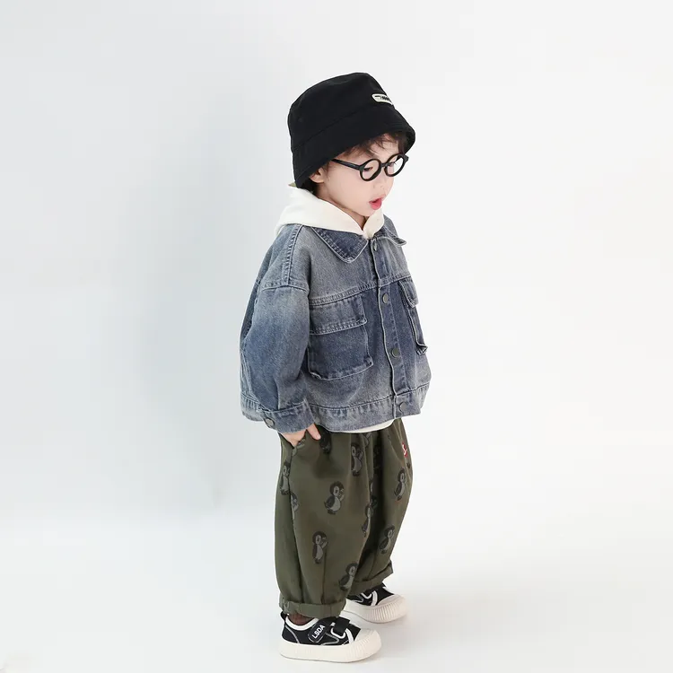 儿童水洗牛仔外套2025年秋季新款韩版宽松宝宝开衫童装百搭复古潮