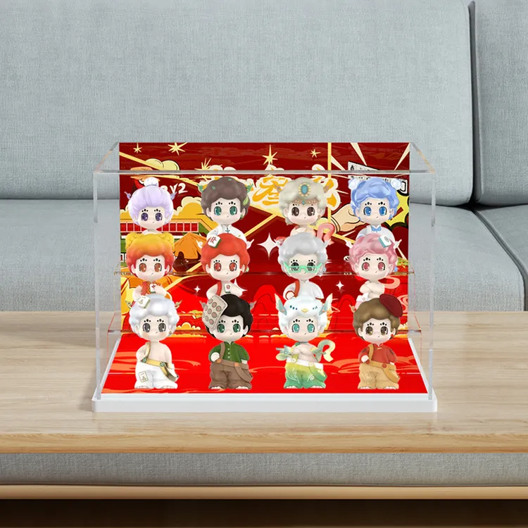 旻悦亚克力展示盒ELK 十三幺系列小麻将盲盒手办收纳防尘盒A248