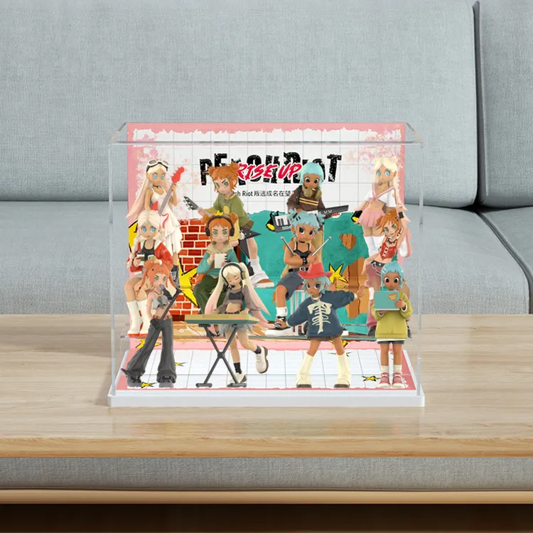 旻悦POPMRT泡玛特PeachRiot叛桃成名在望盲盒展示盒防尘罩P713