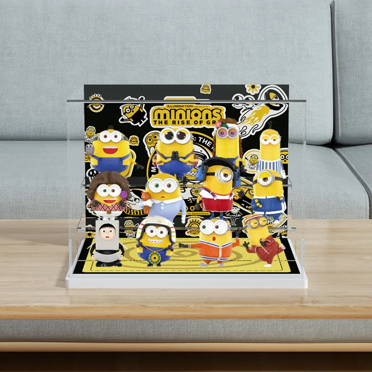 旻悦POPMAR泡泡玛小黄人大眼萌2系列手办盲盒亚克力罩展示盒P276