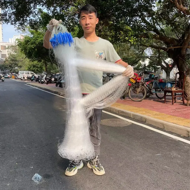 渔网捕鱼加重铅坠挂网粘网海网三层虾笼网地笼网户外捕鱼器纯手工