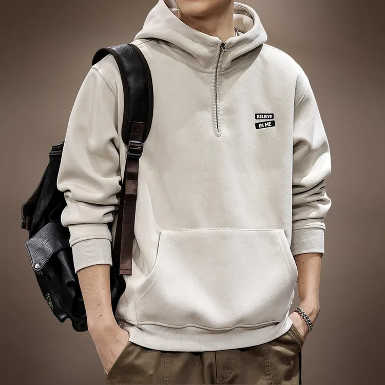 半拉链连帽卫衣男2026新款春秋重磅衣服潮牌男装大码男士外套秋季