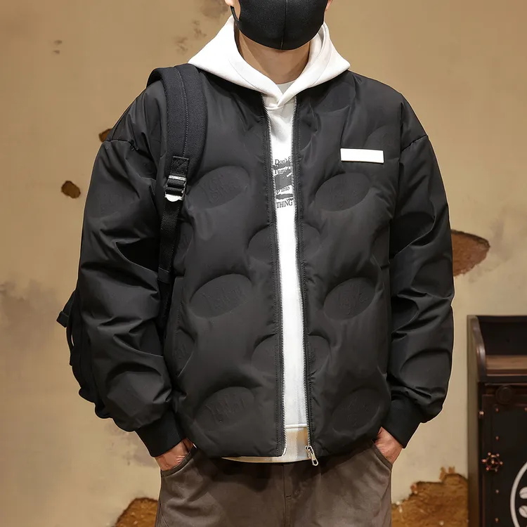 秋冬新款白鸭绒羽绒服男女加厚保暖棒球领外套情侣飞行员夹克男装
