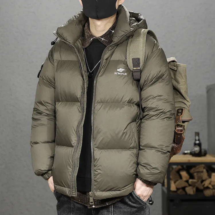 212g高充绒90鸭绒羽绒服男冬季宽松大码连帽保暖面包服防寒外套潮