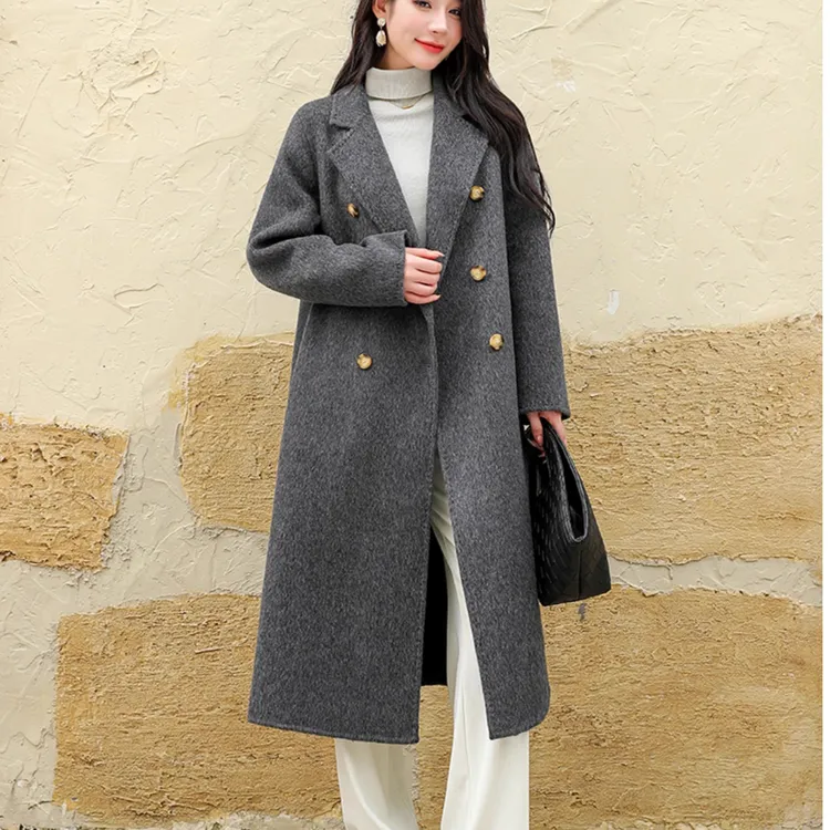 大码女装高级感灰色毛呢外套秋冬季韩系胖mm宽松时尚长款呢子大衣