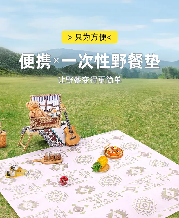 一次性野餐垫防潮垫防水防油沙滩垫地垫便携加厚亲肤户外野餐加大