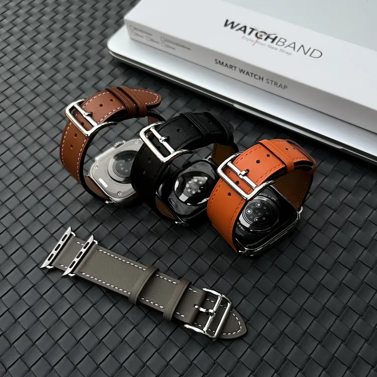 适用苹果iwatch10手表带apple watch9表带S10真皮ultra2秋冬皮质