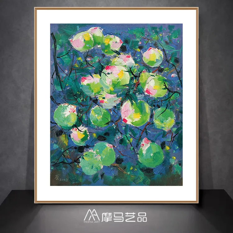 摩马艺品艺术大师油画《桃》简约现代新中式客厅餐厅挂画装饰挂画
