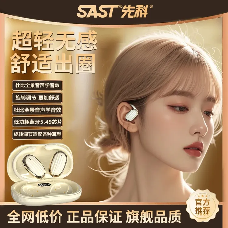 SAST/先科挂耳式无线蓝牙耳机超长续航降噪通话跑步运动迷你通用