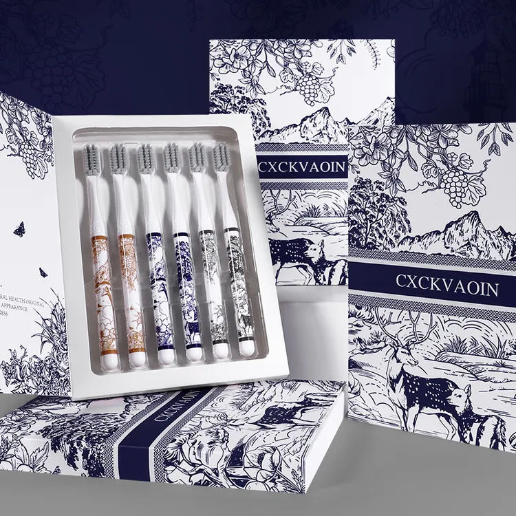 【曼姐】CXCKVAOIN爆款软毛牙刷山水画礼盒装洁净护龈家用礼盒装