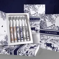 CXCKVAOIN爆款软毛牙刷山水画礼盒装洁净护龈家用礼盒装