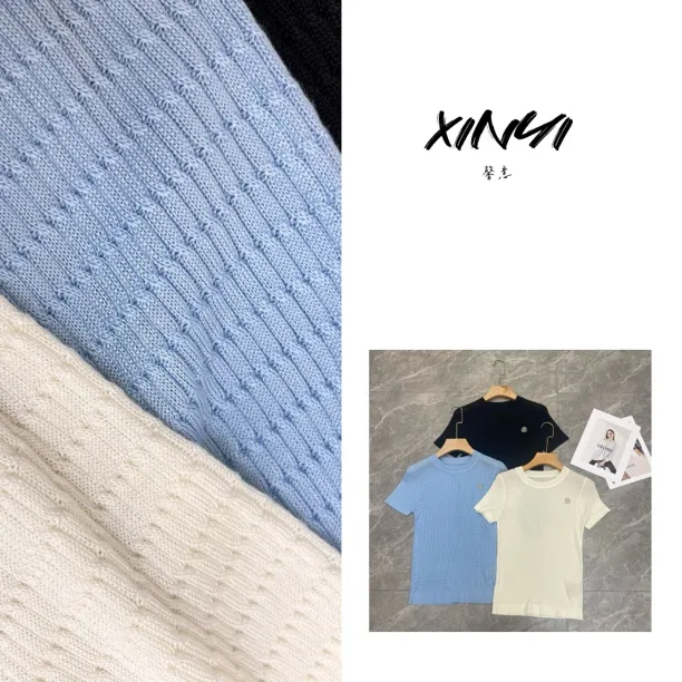 设计师小众 山茶花圆领休闲时尚纯色套头百搭上衣