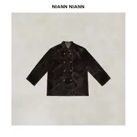   NiannNiann 新品女装进口西班牙美利奴双排扣皮毛一体15027