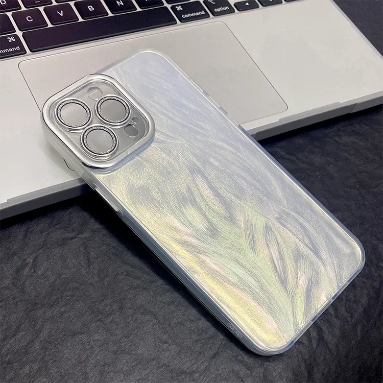 极光羽纱适用苹果15promax手机壳iPhone13镜头膜14保护套12全包11