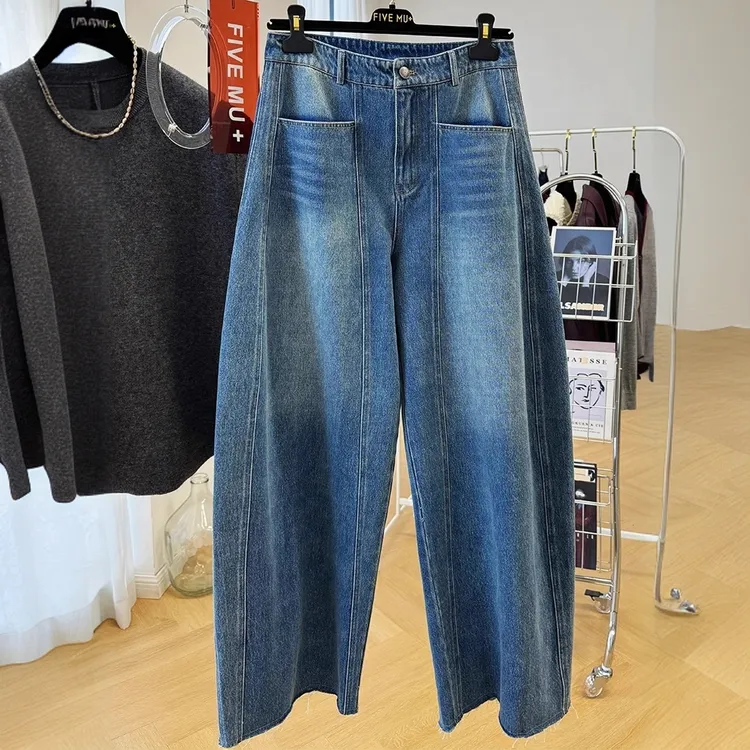 独特超好看慵懒松弛感高腰牛仔裤女春夏款休闲宽松镰刀裤香蕉长裤