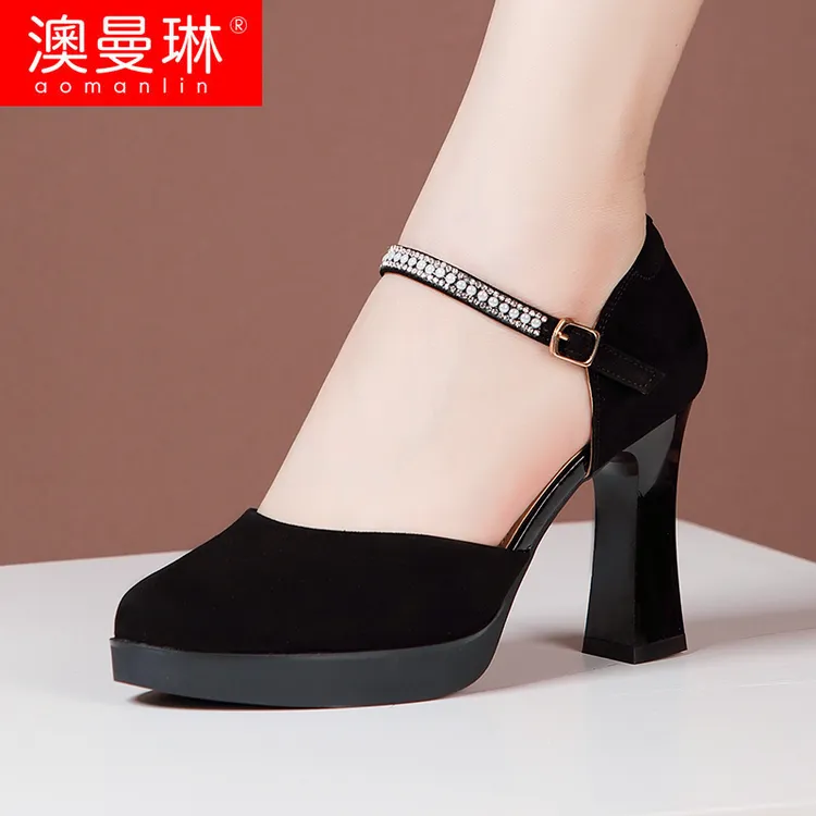 澳曼琳身所专业步态练习百搭细跟高跟包头鞋礼仪旗袍班专用鞋表演