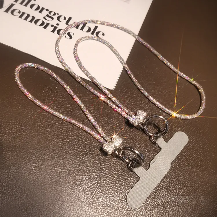 珍格手机挂绳挂脖水晶满钻挂链高端女奢华水钻挂饰时尚挂件长款