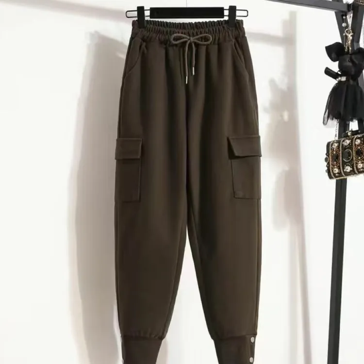 2024春季新款时尚体型工装裤宽松显瘦束角哈伦长裤秋冬哈伦裤