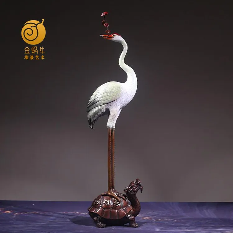 堆景62#鹤归摆件彩铜铜器居家玄关办公室书房摆件礼品铜工艺品