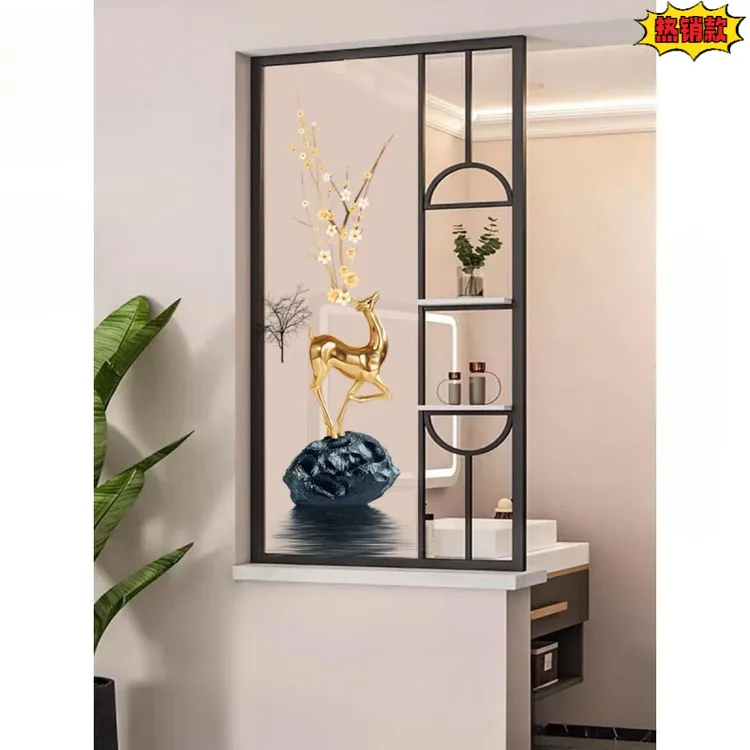 卫生间半墙隔断屏风简约时尚长虹钢化玻璃屏风干湿区洗漱台置物